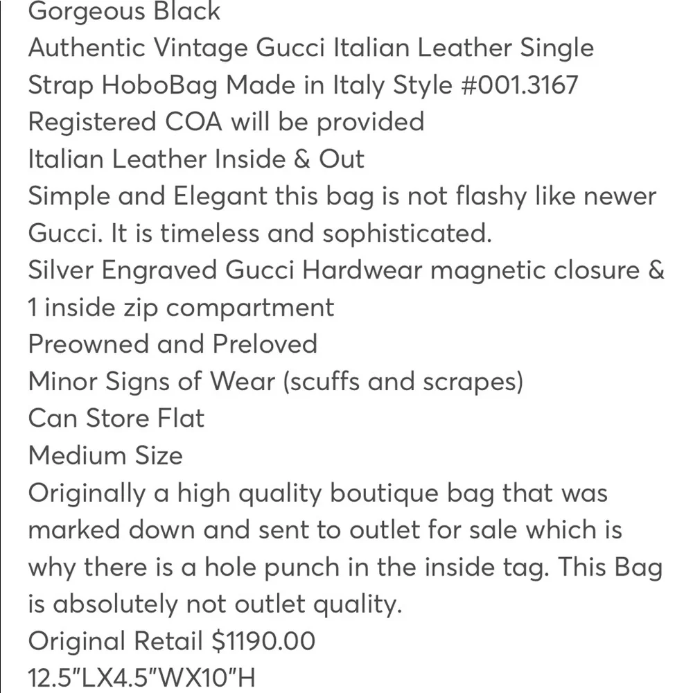 💥💥💥SOLD💥💥💥 Vintage Gucci Italian Leather Tote Hobo Bag - Picture 8 of 8
